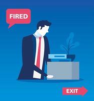 businessman sad fired, dismissal, unemployment, jobless and employee job reduction concept