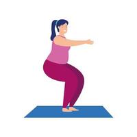 woman stretching movements to flex stiff muscles and refresh the mind vector