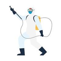 person with protective suit for spraying viruses of covid 19, disinfection virus concept vector