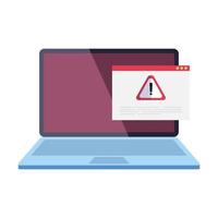 laptop with warning notification icon vector