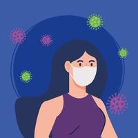 mujer con máscara protectora médica contra el coronavirus 2019 ncov vector