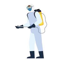 person with protective suit for spraying viruses of covid 19, disinfection virus concept