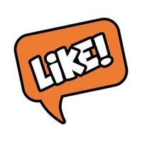 speech bubble with expression word like, pop art flat style vector