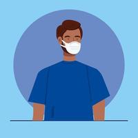 man using protective surgical mask for covid 19 prevention vector