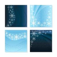 elegantes conceptos de tarjetas de copos de nieve con fondo azul claro y oscuro vector