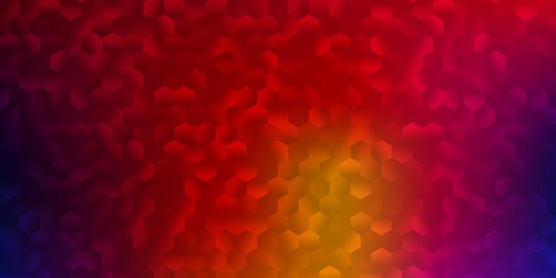Light red, yellow vector pattern with hexagons.