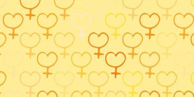 Light Orange vector pattern with feminism elements.