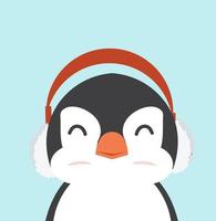 pingüino con auriculares vector