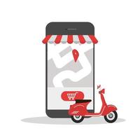 mobile shopping  flat design online delivery service vector