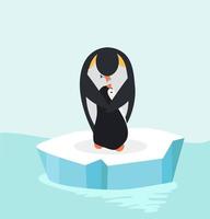 Penguin mom feeding her baby in the North Pole vector