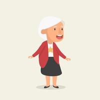 old woman flat cartoon illustration vector