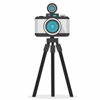 retro photo camera with tripod vector