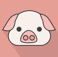 pig face head long shadow vector