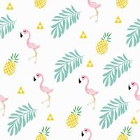 pink flamingo seamless tropical pattern vector