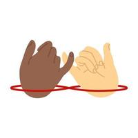 promise hands gesturing with red thread vector