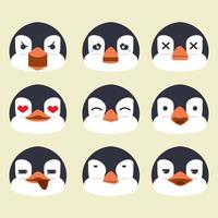 penguins face emotion vector set