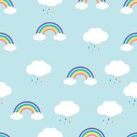 arco iris con gotas de lluvia vector de patrones sin fisuras
