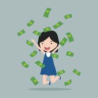 Girl with money bills vector