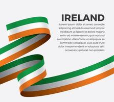 Ireland abstract wave flag ribbon vector