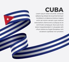 Cuba abstract wave flag ribbon vector