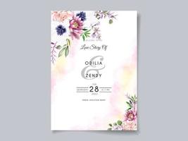 Beautiful floral wedding invitation card template