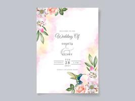 Beautiful floral wedding invitation card template vector