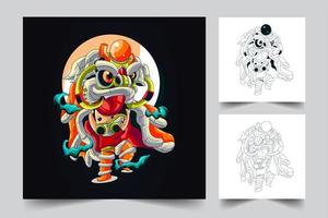 lion dance artwork illustration vector