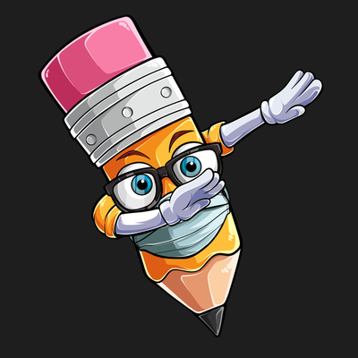 funny dabbing pencil in glasses and mask