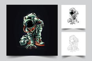astronaut fight artwork illustration vector