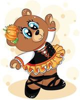 Cute bear with ballet halloween costume vector