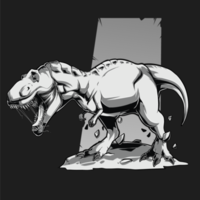 dinosaurio t rex enojado blanco negro vector