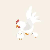 gallina blanca con pollito vector animal
