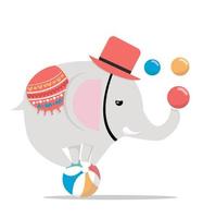 elefante de circo en un vector de bola