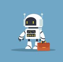 white robot with business suit case vector