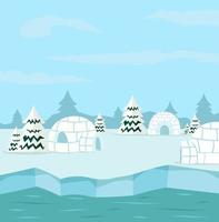 Arctic background with igloos vector