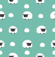 Cute black little sheep vector cartoon seamless pattern