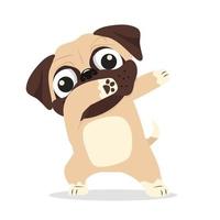 Cartoon pug dog dab dancing vector