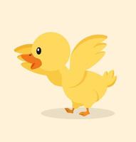 Cute yellow duck cartoon vector