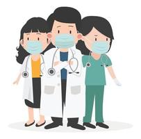 Group of doctors with Medical mask set vector