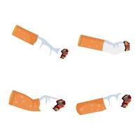 Cigarette butt set vector