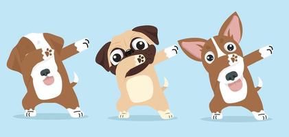 lindos perros dab dancing set vector