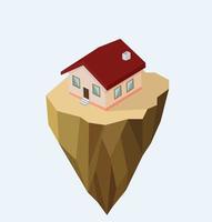 Flat vector isometric house on land