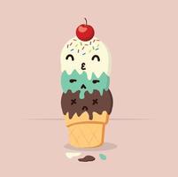 Doodle  tasty ice cream cone vector