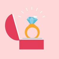 Diamond Ring  with box  vector