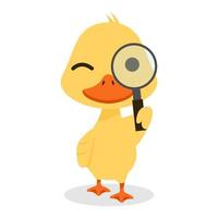 Happy Duck with magnifying glass vector