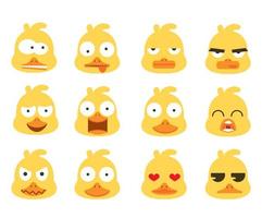 Duck Head  face emotion set vector