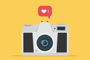 Retro camera  Flat style vintage on yellow background vector