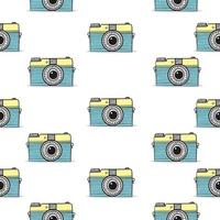 Retro camera doodle  hand-drawn seamless pattern vector