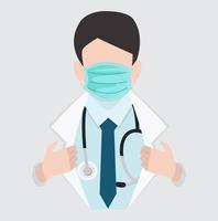 Doctor Opening shirt with Medical mask vector