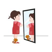 Girl looking at the mirror vector